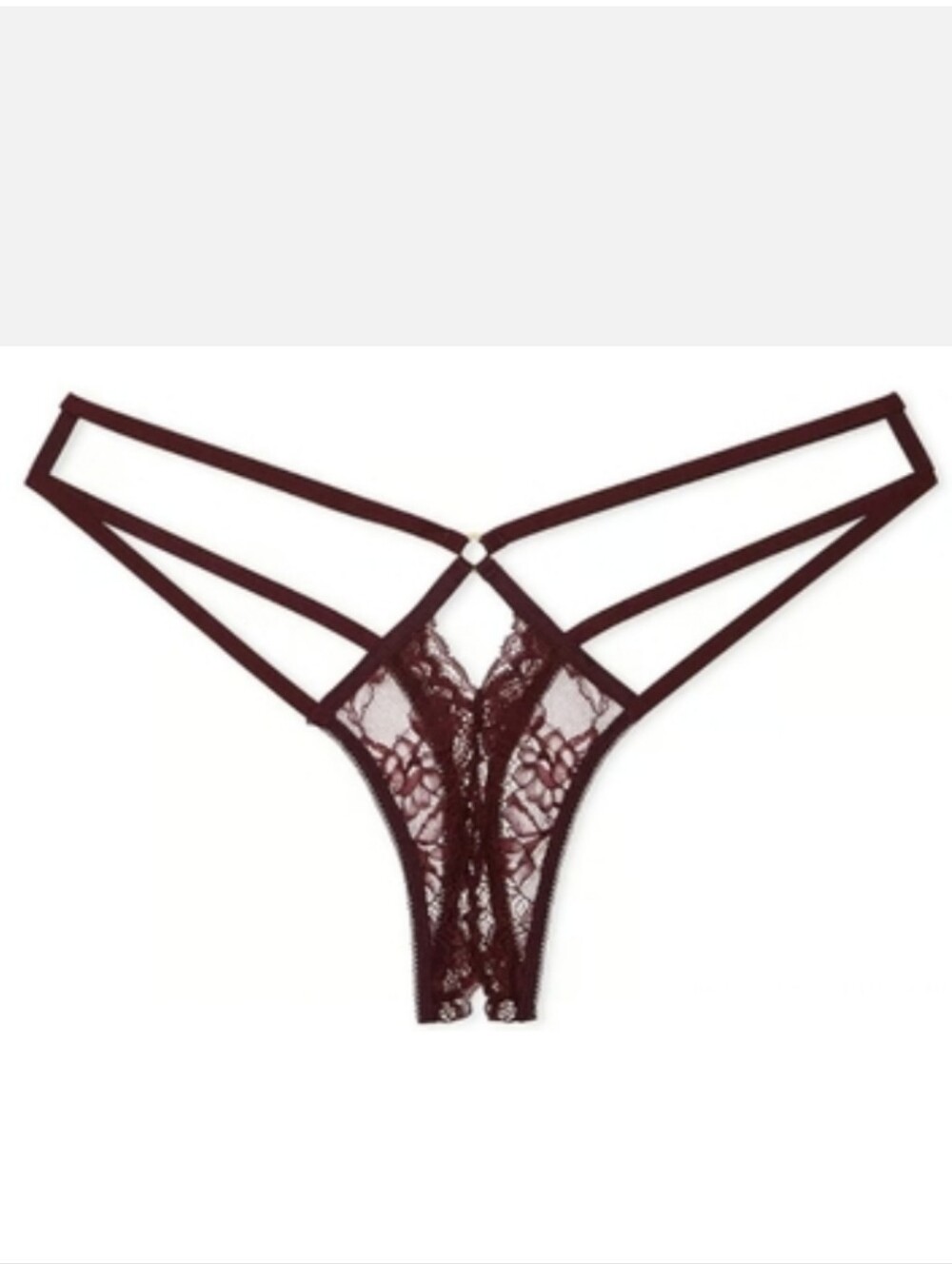 Victoria's secret very sexy Strappy rose lace crotchless thong panty MEDIUM